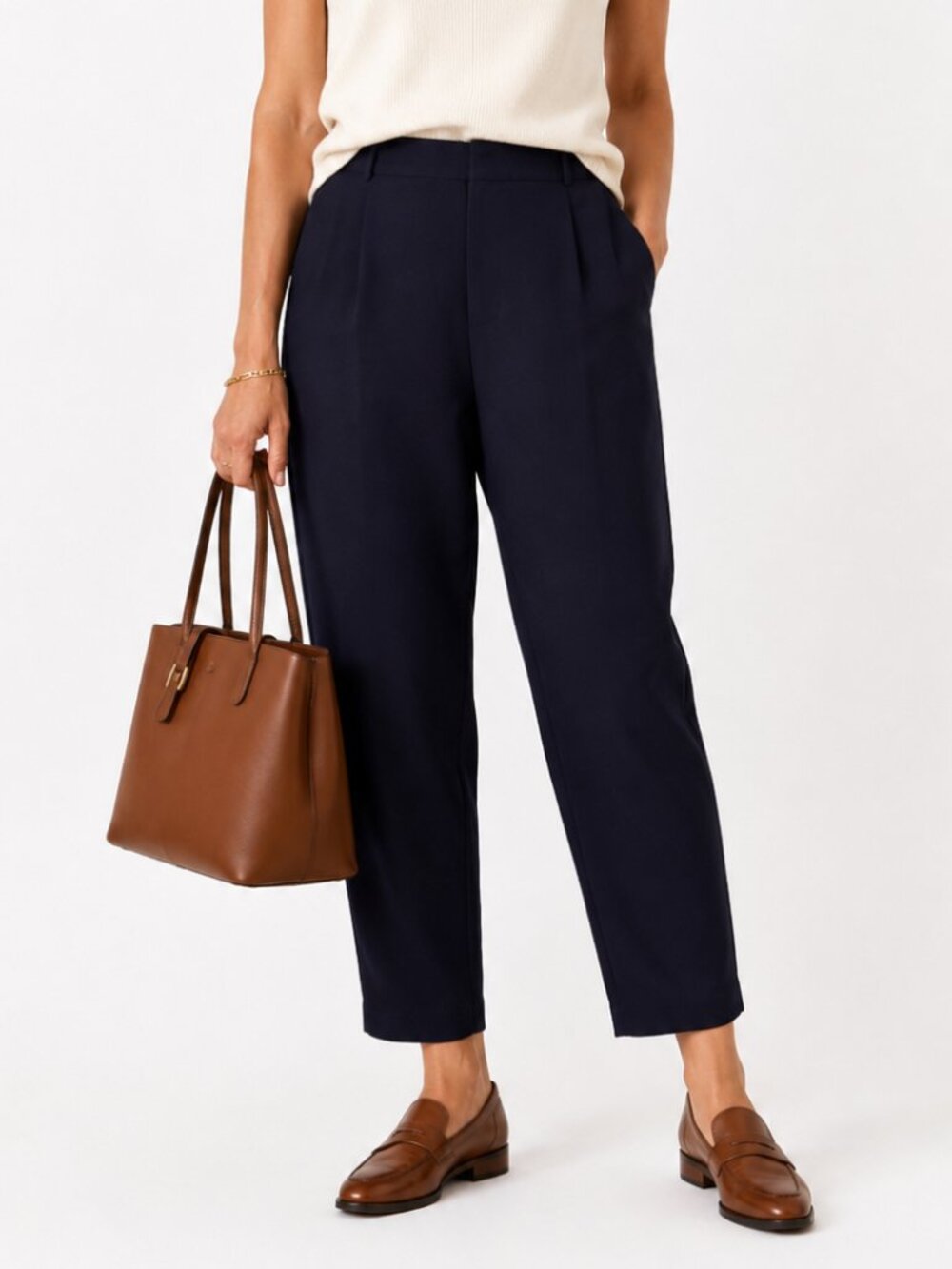 COS Navy Structured Slim Tapered Ankle Pants Minimalist Size 4